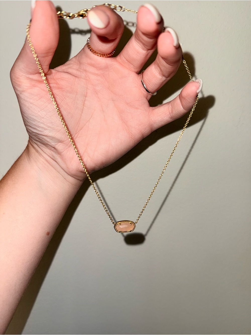 Kendra Scott Gold Necklace with Pale Pink Stone